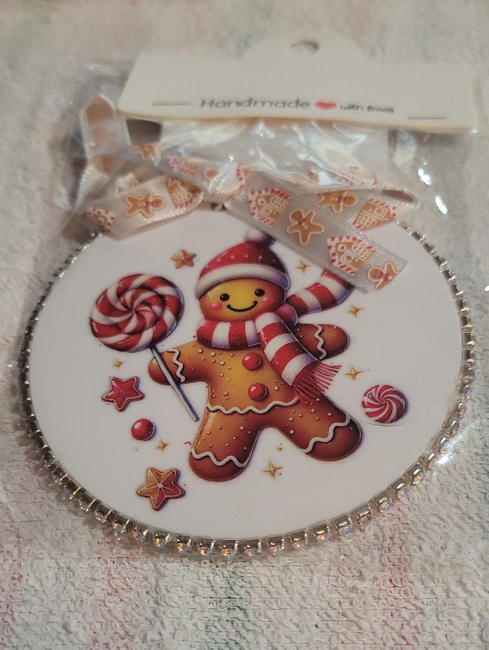 Handmade White & Red Gingerbread Ornament by Handmade